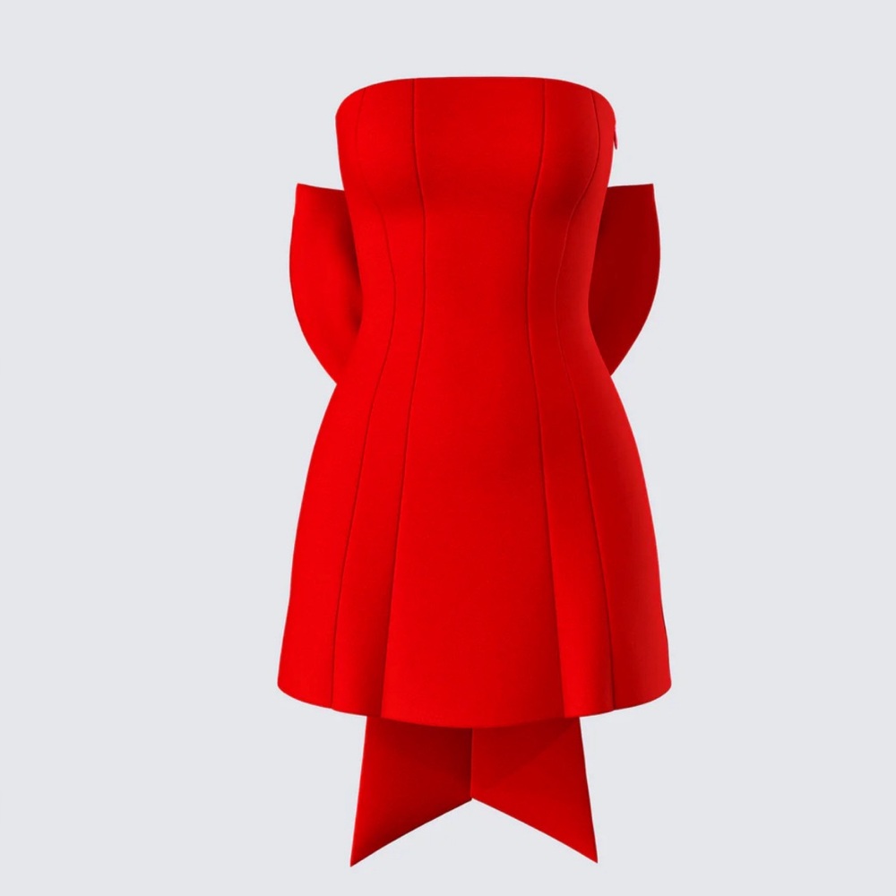 McKay Red Mini Strapless Dress